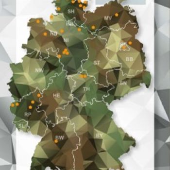 Deutschlandkarte mit den Standorten des Bundeswehr-Bauprogramms Unterkünfte